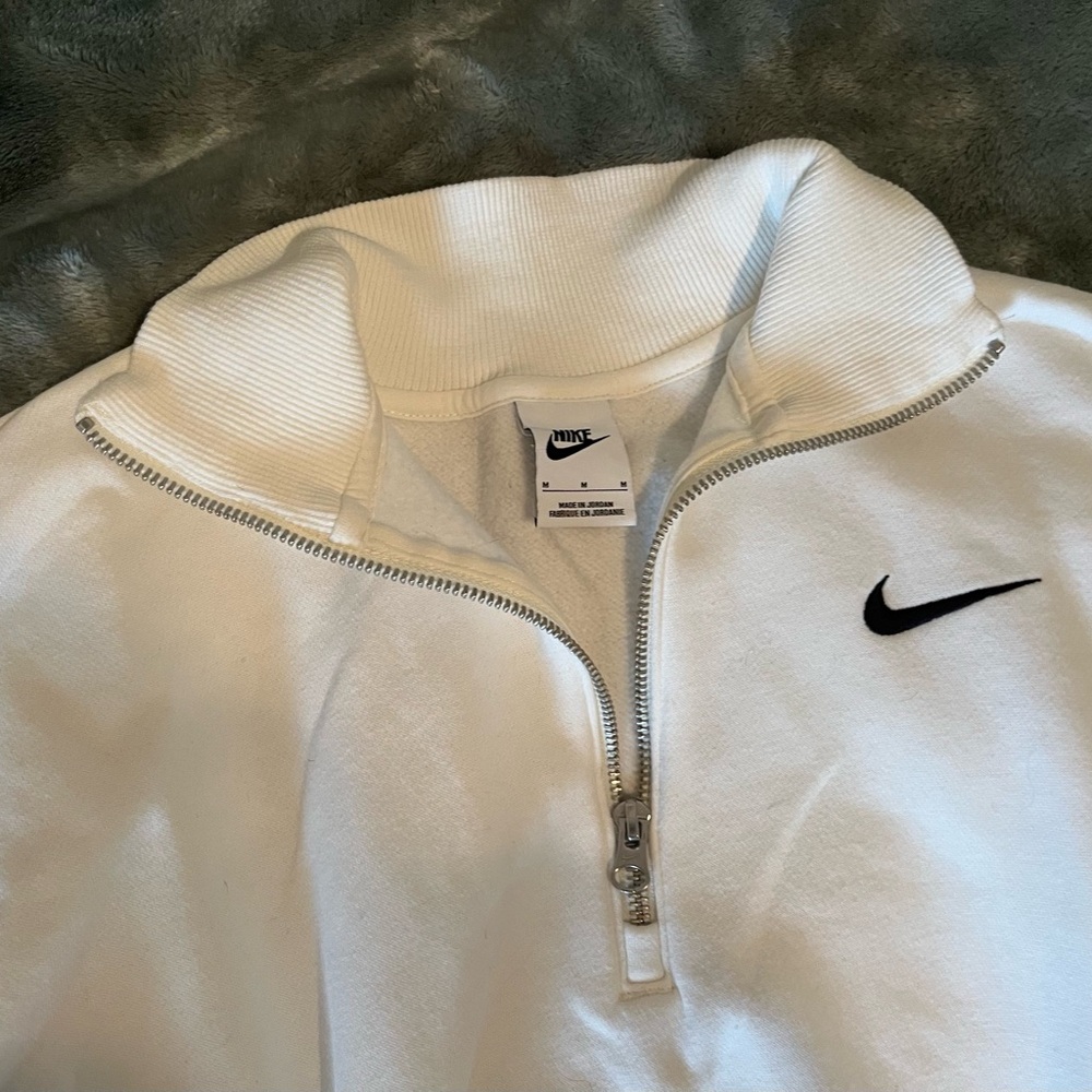 Nike White Half-Zip Crop Sweatshirt